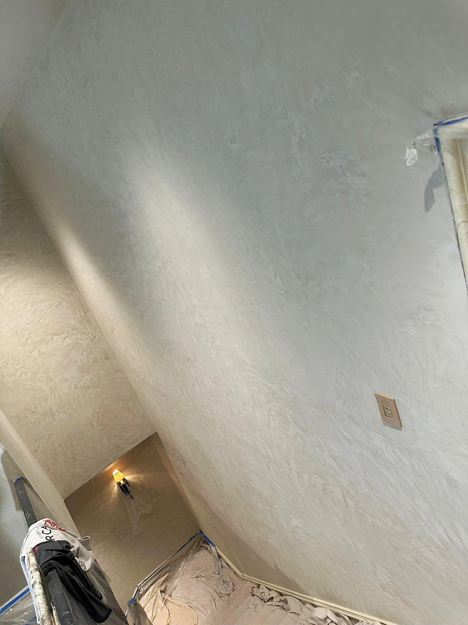 Diluted Lime Paint overtop of Textured Veneer Hardcoat